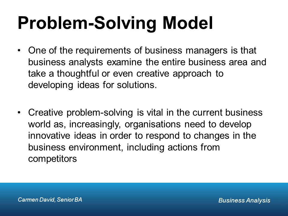 business analysts problem solving approach